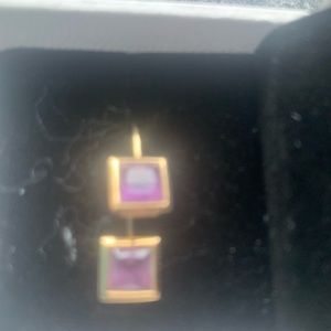 14k amethyst lever back earrings